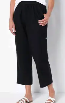 Susan Graver Pure Women's Crop Pants Linen Rayon Utility Navy Size XS Petite