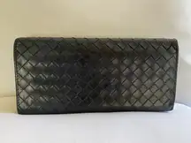 Blue Leather Long Wallet