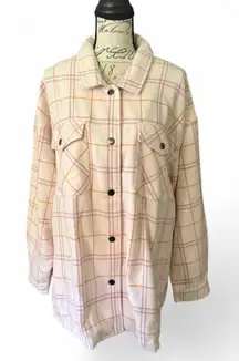HFX Pink Plaid Flannel Shirt Jacket Shacket Size XXL