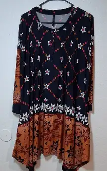 Floral and Geometric Patterned Dress‎