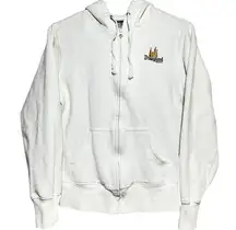 Disney  Parks Sweatshirt Hoodie Disneyland Resort Drawstring Full Zipper White M