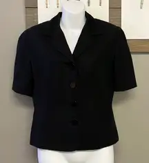 Ann Taylor Linen Blend Short Sleeve Button Front V-Neck Lined Blazer- 8P