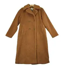 Urbancode Camel Brown Teddy Trench Long Line Coat Women's 4 Double Breasted