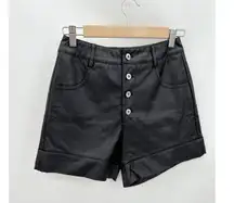 Tiger Mist Womens Faux Leather Shorts Size S Black High Waisted Button Fly