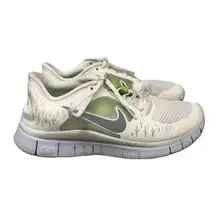 Nike  Free 5.0 Mesh Upper White Yellow Green Athletic Shoe 7.5