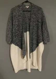 Merona Gray White Acrylic 3/4 Sleeve Open Front Cardigan Size XL