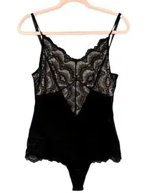 Lace with Nude Paneling Body Suit and Lace Trim at Legs with Tight Tummy