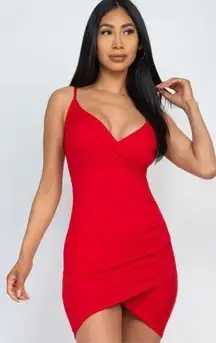 NWT Womens Xiazuo Red Strapless Faux Wrap Adjustable Strap Dress - Sz S