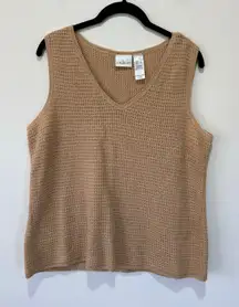 Liz Claiborne sweater vest size XL beige crochet knit