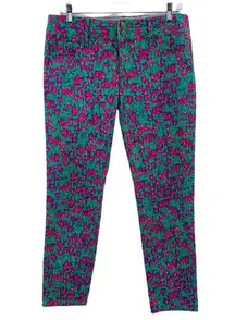 Lilly Pulitzer Worth Skinny Mini Jeans Green and Pink Floral Cotton Size 6