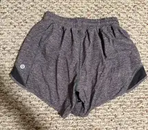 Lululemon Hotty Hot Short II *Long 4" Heather Lux Multi Black Black- Size 2
