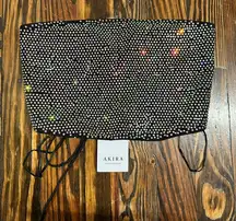AKIRA NWT Black Rhinestone Bustier corset top