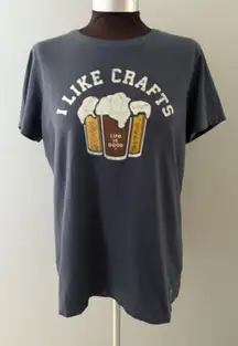 Life is Good Crusher Tee Womens L Gray I Like Crafts Beer T shirt Short Sleeve