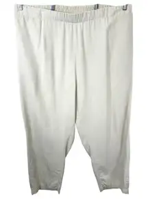 Woman Within Plus Size 28W Pants Beige Linen Pull On Elastic Capsule Solid 324