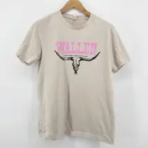 Morgan Wallen Bull Skull Graphic T-Shirt Women's Large Country Music Tee Concert