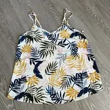 Primark Top Womens Size 4 Leaf Spaghetti Strap Camisole Blue Yellow