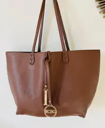 BCBG bags | Large brown pebbled soft leather carryall tote bag NWOT 