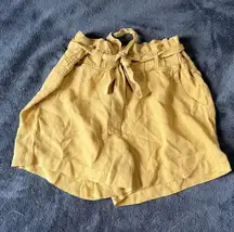 Yellow Tie Front Shorts