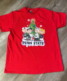 Penn State Peanuts Charlie Brown Christmas Festive Red Graphic T-Shirt Comfy