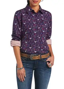 NWOT Ariat R.E.A.L. Southwestern Print Kirby Button Down Top Sz Medium