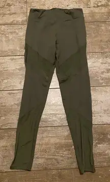 Garage army green mesh panel leggings