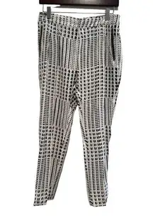 PARKER HIGH RISE BLACK WHITE HOUNDSTOOTH SILK PANTS