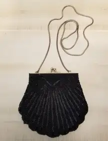 {7"x6"} VINTAGE Valerie Stevens Beaded Clasp Purse Black