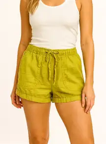 C&C California Size Small 100% Linen High-Rise Mustard Yellow Shorts