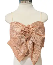 Sunday in Brooklyn Bow Front Top Rose Gold Sequins Size Small NWT