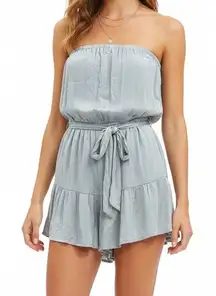 She & Sky NWT Blue‎ Gray Sleeveless Romper Women's Size Large L