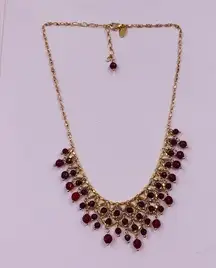 Lia Sophia DEL TORO Red Cut Crystals on Gold Tone Necklace 16-19"