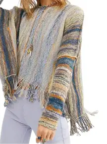 Free People Radiate Pullover Fringe Sweater