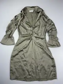 ASOS DESIGN satin mini skirt dress with ruched detail in‎ Green Size 6