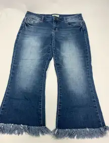 Altar'd State Women's Five Pocket Style Raw Hem Cropped Jeans Blue Size 28