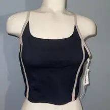 Jessica Simpson Black Sports bra cropped tank top activewear yoga small woman’s