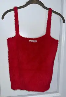 Willow & Wind Women’s Thneed Knit Stretch ClassicRed Fuzzy Sleeveless Tank Top L