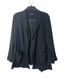 Talbots Plus 20W Black Open Blazer Jacket Pockets Stretch Tunic Office Career