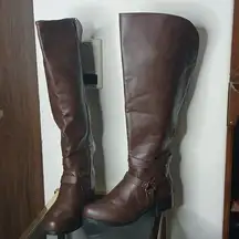 brown faux leather knee high boots size 9w