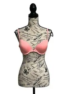 Victoria Secret Womens Underwire Bra Push Up Neon Orange Bra 32D