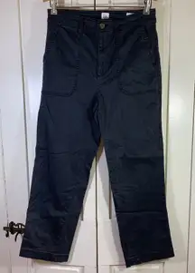 GAP Womens Girlfriend Khaki Cropped Pants‎ Size 6 Black Casual Basic School READ