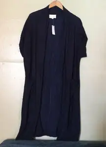 Anthropology Saturday Sunday Blue Blouse Cover Up Linen Blend OS