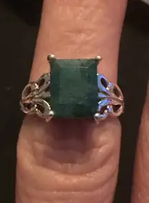 Natural Emerald Ring 925 Sterling Silver 6