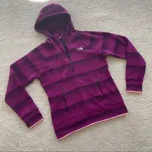 The North Face TNF Striped Ombre Purple Quarter Zip Hooded Fleece - Med