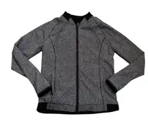 Lululemon Hit It Jacket Womens Size 6 Frozen Fizz Black White Zip Up Lightweight