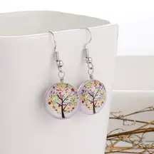 Multicolored Tree Of Life Ball Dangle Earrings