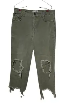 Free People Womens Jeans Y2k Maggie Button Fly Distressed Straight Frayed Hem 28