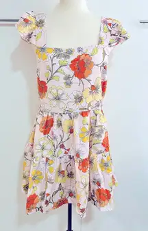 Lottie & Holly BOG Size M Orange Cream Floral Mini Dainty Dress NWT Beach Resort