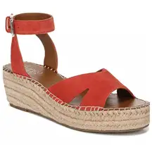 Franco Sarto Red and Orange, coral summer Sandals with Espadrille Sole size 8
