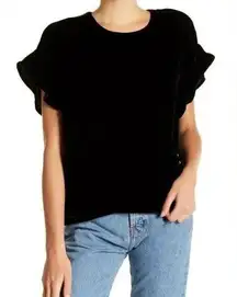 Current/Elliott Janie Silk Blend Velvet Flutter Top Size 3/L