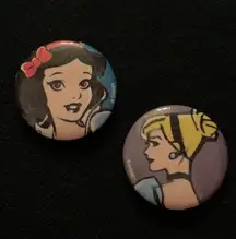 Disney Princess button set of 2 Cinderella and Snow White